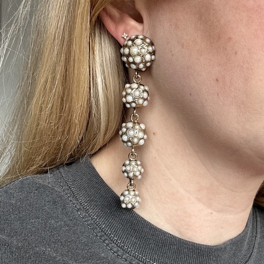 Clip-On Pearl and Gold Drop Earrings